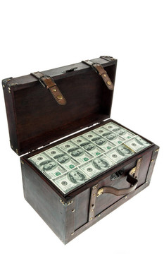 胸部用美元紙幣。金融危機(jī)；危機(jī)；債務(wù)。