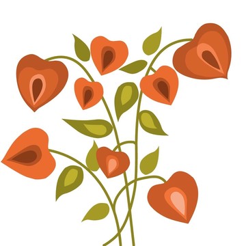 花的心與綠色的樹葉；illustration-1