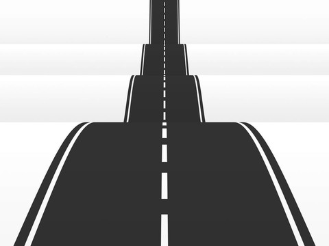 在山上筆直的道路