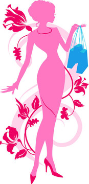帶購(gòu)物袋的美女