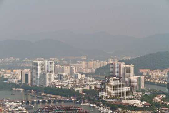中國海南島；三亞鳥瞰城市