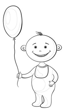 帶氣球的嬰兒；輪廓