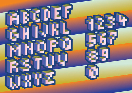 3D像素字母和數(shù)字-插圖