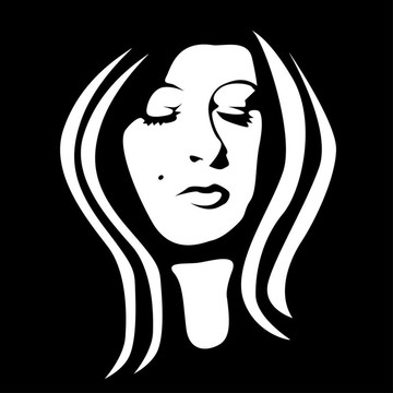 女人臉黑白插圖