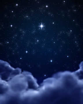 夜空或太空中的明亮星星