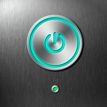 電腦前面板上的藍色電源按鈕