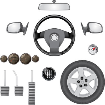 汽車(chē)控制要素-寫(xiě)實(shí)插畫(huà)