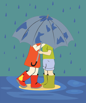 雨中的孩子