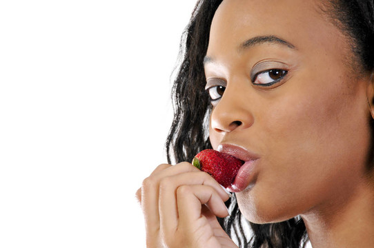 女人吃Strawberry