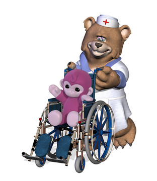 患者在wheelcha護(hù)士熊