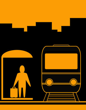 城市背景與人和火車(chē)