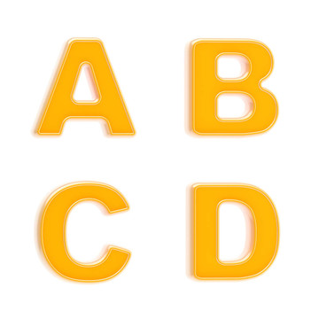 ABC四套橙色光澤塑料字母