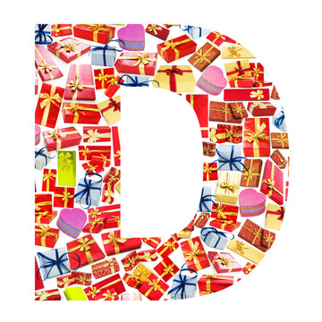 D字母字母制成的禮品盒