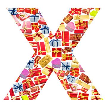 x字母用禮品盒的字母