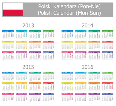 2013-2016年1波蘭日歷