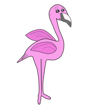 少女的粉紅色的火烈鳥