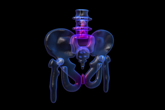 黑色背景3D疼痛髖