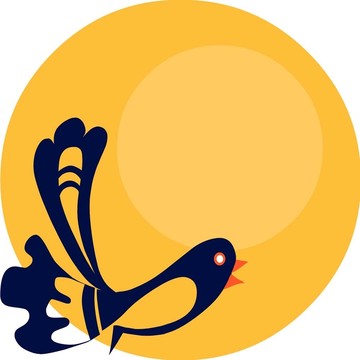 黃太陽(yáng)背景下的藍(lán)鳥圖