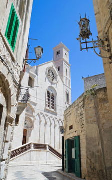 在舊城區(qū)觀Giovinazzo教堂。Apulia。