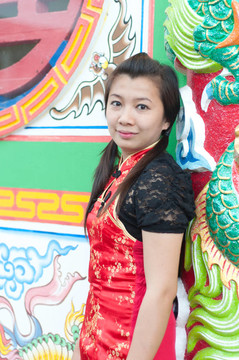 新年快樂-美麗的亞洲女人