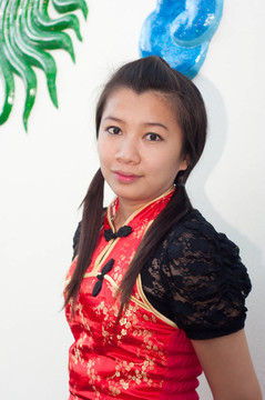 新年快樂-美麗的亞洲女人