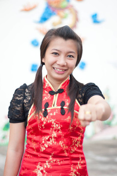 新年快樂-美麗的亞洲女人