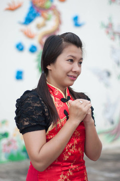 新年快樂-美麗的亞洲女人