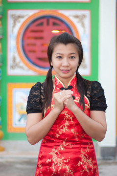新年快樂-美麗的亞洲女人