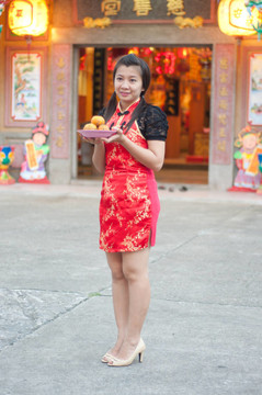 新年快樂-美麗的亞洲女人