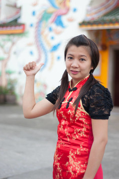 新年快樂-美麗的亞洲女人