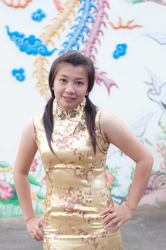 新年快樂-美麗的亞洲女人