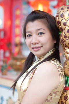 新年快樂-美麗的亞洲女人