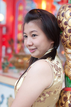 新年快樂-美麗的亞洲女人