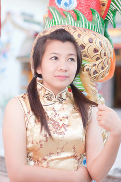 新年快樂-美麗的亞洲女人