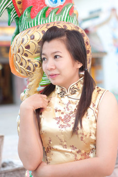 新年快樂-美麗的亞洲女人
