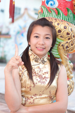 新年快樂-美麗的亞洲女人
