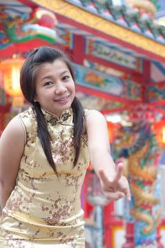 新年快樂-美麗的亞洲女人