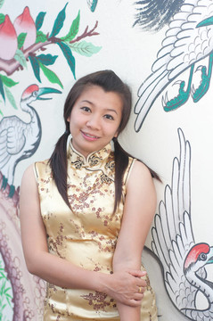 新年快樂-美麗的亞洲女人