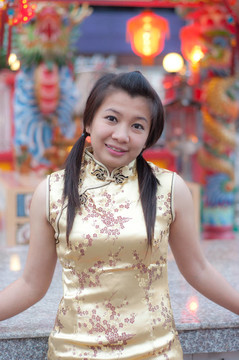 新年快樂-美麗的亞洲女人