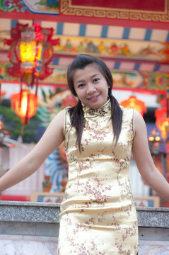 新年快樂-美麗的亞洲女人