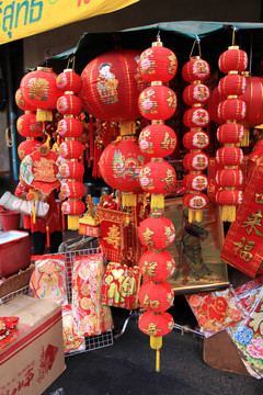 曼谷：1月23日春节2012红灯笼装饰唐人街；曼谷；泰国