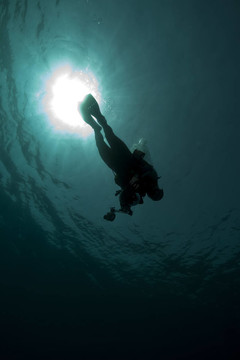 潜水员水下摄影师silhouet