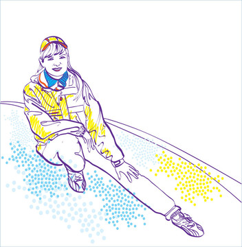 運(yùn)動衫，運(yùn)動的女孩。冬季采集
