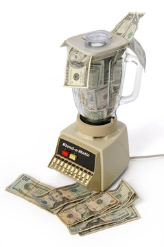 裝滿現(xiàn)金的攪拌機