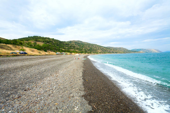 海岸線上的家庭和營地