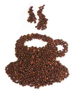 咖啡杯的咖啡豆