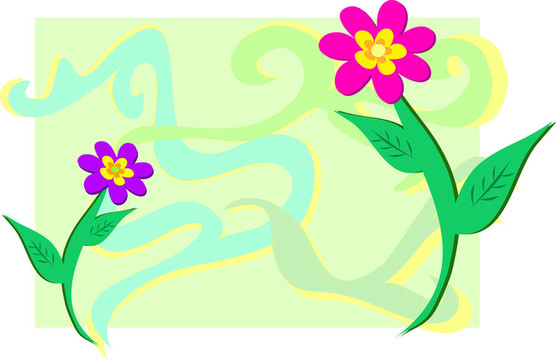 雙花綠框