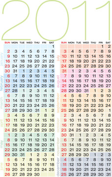 彩色日歷2011。