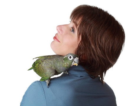 肩上扛著parrot的女人