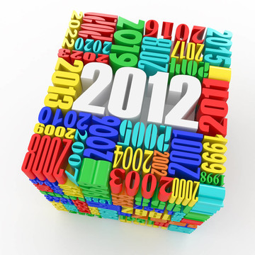 新年2012。由數(shù)組成的立方體